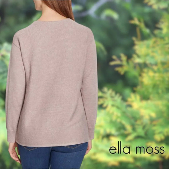 Ella Moss | Long Sleeve Ribbed V-Neck Sweater | Mauve | NWOT - Picture 3 of 3